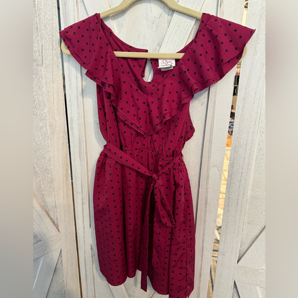 Motherhood Maternity Sleeveless Polkadot Ruffle Front Blouse
